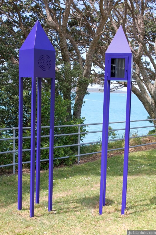 NZ Sculpture OnShore Nov 2012 (73) 'Bird Calls (Kokako)' Diane Atkinson & Carolyn Williams